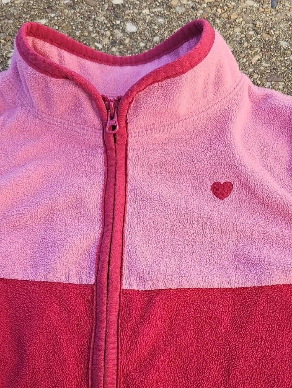 OshKosh B'gosh Colorblock Two-Tone Pink Heart Zip Fleece Sweater 5T